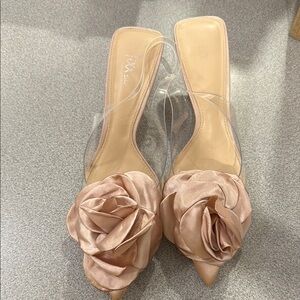 Fashion Nova Cream and Pink Floral Heels - Use Once